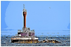 Deer Island Lighthouse in Boston Harbor - Digital Painting